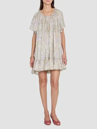 Chloé Women's À La Plage Floral Silk Ruffle Minidress - Multicolor Purple | Thumbnail 3 Chloé Women's À La Plage Floral Silk Ruffle Minidress - Multicolor Purple | Thumbnail 3