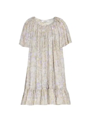 Chloé Women's À La Plage Floral Silk Ruffle Minidress - Multicolor Purple | Thumbnail 1 Chloé Women's À La Plage Floral Silk Ruffle Minidress - Multicolor Purple | Thumbnail 1