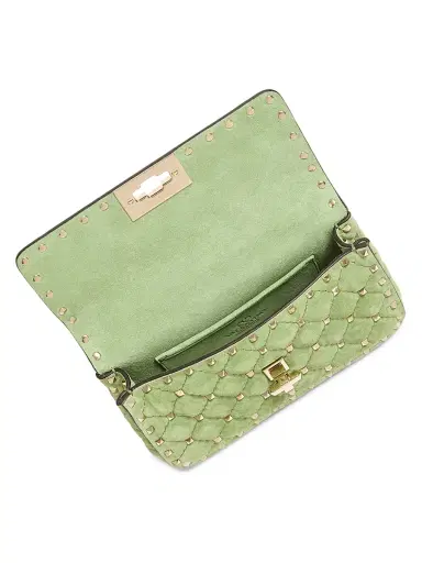 Valentino Garavani Women's Rockstud Spike Small Suede Shoulder Bag - Mint | Thumbnail 5 Valentino Garavani Women's Rockstud Spike Small Suede Shoulder Bag - Mint | Thumbnail 5