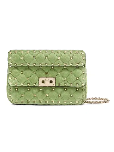 Valentino Garavani Women's Rockstud Spike Small Suede Shoulder Bag - Mint | Thumbnail 1 Valentino Garavani Women's Rockstud Spike Small Suede Shoulder Bag - Mint | Thumbnail 1