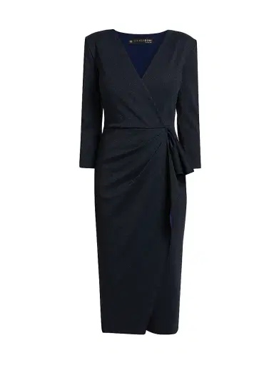 Chiara Boni La Petite Robe Women's Ruzur Wrap Cocktail Midi-Dress - Dark Midnight | Thumbnail 1 Chiara Boni La Petite Robe Women's Ruzur Wrap Cocktail Midi-Dress - Dark Midnight | Thumbnail 1