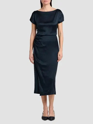 Giorgio Armani Women's Satin Draped Midi-Dress - Outer Space - Size 16 | Thumbnail 3 Giorgio Armani Women's Satin Draped Midi-Dress - Outer Space - Size 16 | Thumbnail 3