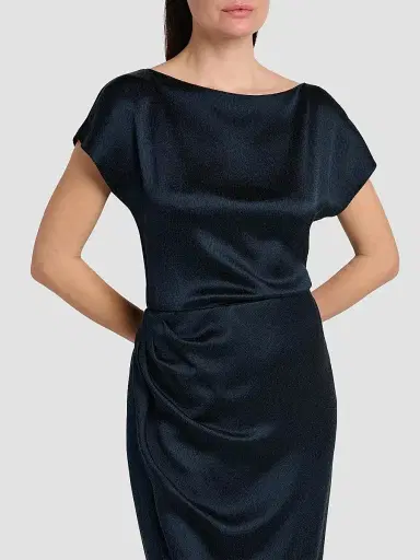 Giorgio Armani Women's Satin Draped Midi-Dress - Outer Space - Size 16 | Thumbnail 6 Giorgio Armani Women's Satin Draped Midi-Dress - Outer Space - Size 16 | Thumbnail 6