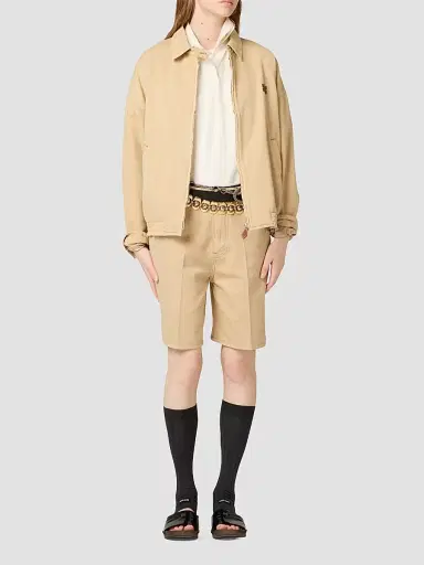 Miu Miu Women's Light Denim Blouson Jacket - Beige Khaki | Thumbnail 2 Miu Miu Women's Light Denim Blouson Jacket - Beige Khaki | Thumbnail 2