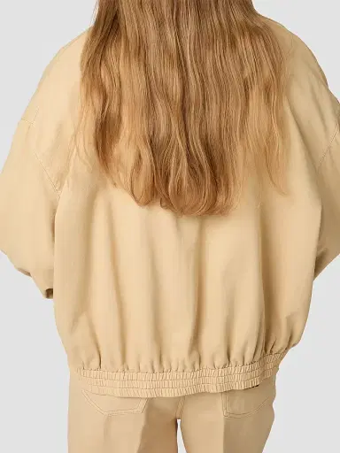 Miu Miu Women's Light Denim Blouson Jacket - Beige Khaki | Thumbnail 5 Miu Miu Women's Light Denim Blouson Jacket - Beige Khaki | Thumbnail 5