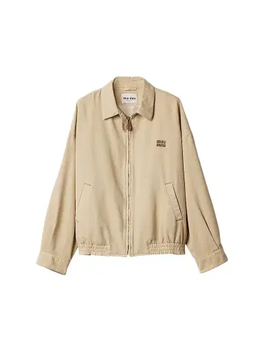 Miu Miu Women's Light Denim Blouson Jacket - Beige Khaki | Thumbnail 1 Miu Miu Women's Light Denim Blouson Jacket - Beige Khaki | Thumbnail 1