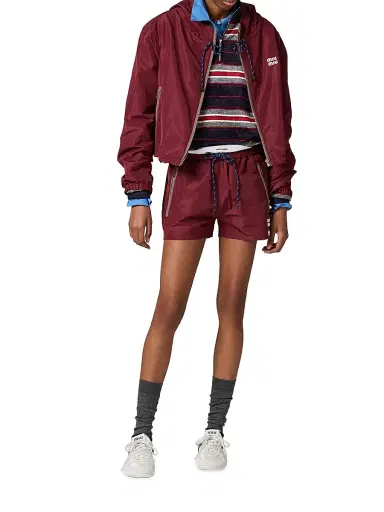 Miu Miu Women's Technical Fabric Shorts - Dark Red | Thumbnail 5 Miu Miu Women's Technical Fabric Shorts - Dark Red | Thumbnail 5