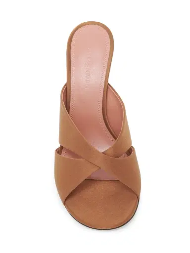 Amina Muaddi Women's Salma 95MM Satin Mules - Mocha Satin | Thumbnail 4 Amina Muaddi Women's Salma 95MM Satin Mules - Mocha Satin | Thumbnail 4