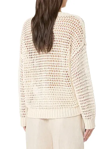 Weekend Max Mara Women's Linen and Cotton Yarn Mesh Jumper - Ecru - Size XL | Thumbnail 3 Weekend Max Mara Women's Linen and Cotton Yarn Mesh Jumper - Ecru - Size XL | Thumbnail 3
