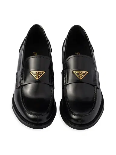 Prada Women's Brushed Leather Loafers - Black | Thumbnail 3 Prada Women's Brushed Leather Loafers - Black | Thumbnail 3