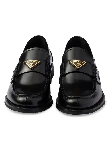 Prada Women's Brushed Leather Loafers - Black | Thumbnail 5 Prada Women's Brushed Leather Loafers - Black | Thumbnail 5