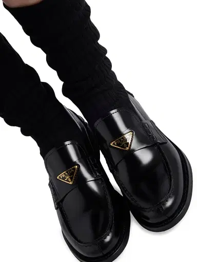 Prada Women's Brushed Leather Loafers - Black | Thumbnail 6 Prada Women's Brushed Leather Loafers - Black | Thumbnail 6