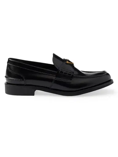 Prada Women's Brushed Leather Loafers - Black | Thumbnail 1 Prada Women's Brushed Leather Loafers - Black | Thumbnail 1
