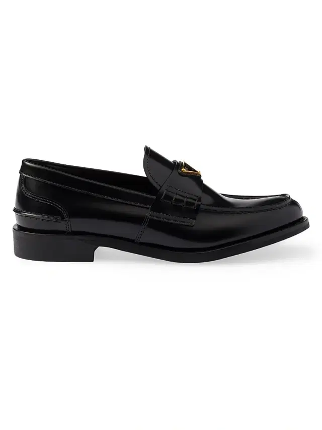Women's Brushed Leather Loafers - Black Women's Brushed Leather Loafers - Black