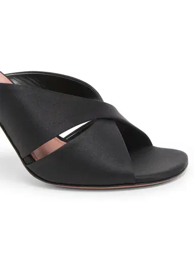 Amina Muaddi Women's Salma 95MM Satin Mules - Black Satin | Thumbnail 5 Amina Muaddi Women's Salma 95MM Satin Mules - Black Satin | Thumbnail 5