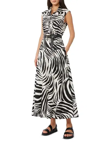 Max Mara Women's Printed Poplin Shirt Dress - Black Multi | Thumbnail 2 Max Mara Women's Printed Poplin Shirt Dress - Black Multi | Thumbnail 2