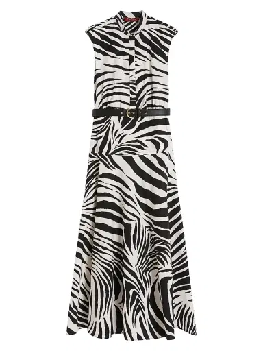 Max Mara Women's Printed Poplin Shirt Dress - Black Multi | Thumbnail 1 Max Mara Women's Printed Poplin Shirt Dress - Black Multi | Thumbnail 1