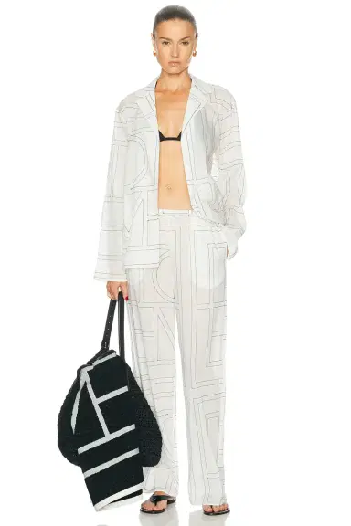 TOTEME Monogram Cotton Blend PJ Top | Thumbnail 5 TOTEME Monogram Cotton Blend PJ Top | Thumbnail 5
