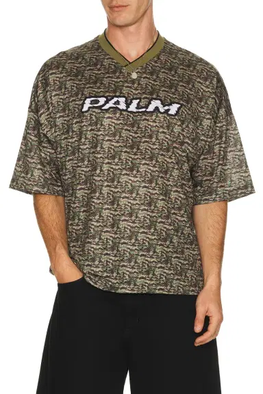Palm Angels Camo Allover Palm Sport Tee | Thumbnail 1 Palm Angels Camo Allover Palm Sport Tee | Thumbnail 1