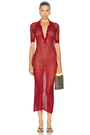 Kiki de Montparnasse Silk Crochet Polo Dress | Thumbnail 1 Kiki de Montparnasse Silk Crochet Polo Dress | Thumbnail 1