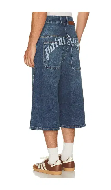 Palm Angels Curved Logo Denim Skater Short | Thumbnail 6 Palm Angels Curved Logo Denim Skater Short | Thumbnail 6