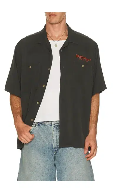 Junk Food Budweiser King Of Beers Camp Shirt | Thumbnail 1 Junk Food Budweiser King Of Beers Camp Shirt | Thumbnail 1