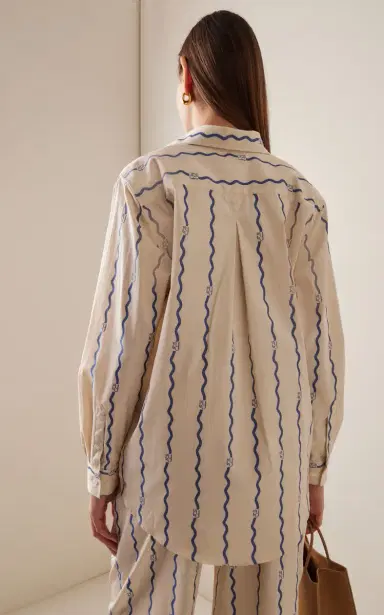 Yaitte Bouy Wave-Patterned Cotton Fil Coupé Shirt | Thumbnail 4 Yaitte Bouy Wave-Patterned Cotton Fil Coupé Shirt | Thumbnail 4