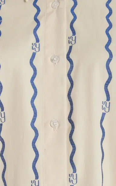 Yaitte Bouy Wave-Patterned Cotton Fil Coupé Shirt | Thumbnail 5 Yaitte Bouy Wave-Patterned Cotton Fil Coupé Shirt | Thumbnail 5