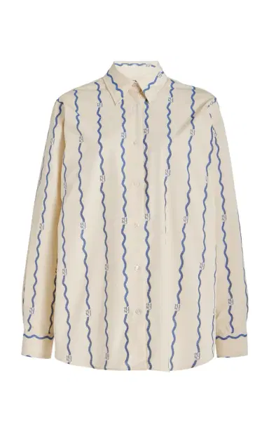 Yaitte Bouy Wave-Patterned Cotton Fil Coupé Shirt | Thumbnail 1 Yaitte Bouy Wave-Patterned Cotton Fil Coupé Shirt | Thumbnail 1
