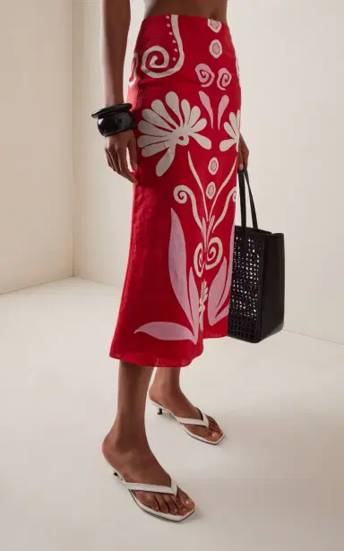 Cala de la Cruz Fabiana Printed Linen Midi Skirt | Thumbnail 3 Cala de la Cruz Fabiana Printed Linen Midi Skirt | Thumbnail 3