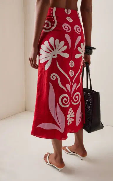 Cala de la Cruz Fabiana Printed Linen Midi Skirt | Thumbnail 4 Cala de la Cruz Fabiana Printed Linen Midi Skirt | Thumbnail 4