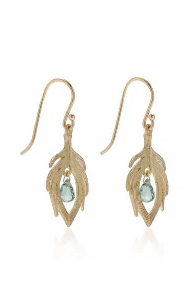 Annette Ferdinandsen Tiny Peacock Feathers With Spinel Earrings | Thumbnail 3 Annette Ferdinandsen Tiny Peacock Feathers With Spinel Earrings | Thumbnail 3