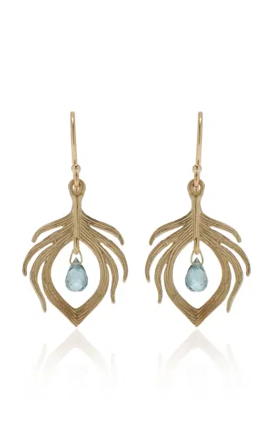 Annette Ferdinandsen Tiny Peacock Feathers With Spinel Earrings | Thumbnail 1 Annette Ferdinandsen Tiny Peacock Feathers With Spinel Earrings | Thumbnail 1