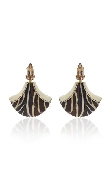 Silvia Furmanovich 18K Yellow Gold Zebra Marquetry Earrings | Thumbnail 1 Silvia Furmanovich 18K Yellow Gold Zebra Marquetry Earrings | Thumbnail 1
