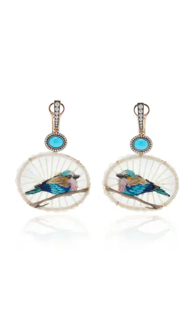 Silvia Furmanovich 18K Yellow Gold Embroidered Woven Horse Mane Bird Earrings | Thumbnail 4 Silvia Furmanovich 18K Yellow Gold Embroidered Woven Horse Mane Bird Earrings | Thumbnail 4