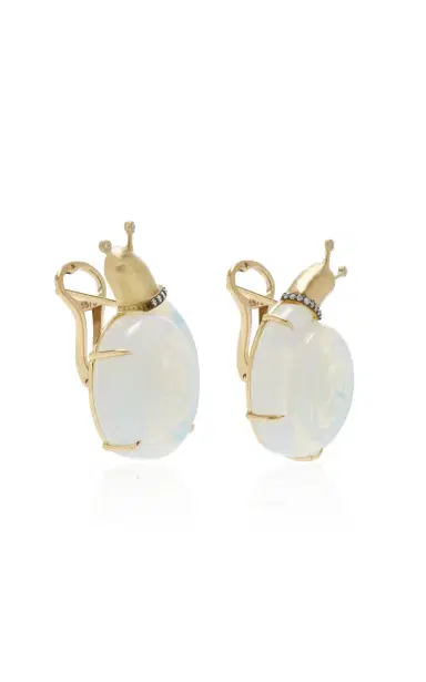 Silvia Furmanovich 18K Yellow Gold Opaline And Diamond Snail Earrings | Thumbnail 3 Silvia Furmanovich 18K Yellow Gold Opaline And Diamond Snail Earrings | Thumbnail 3