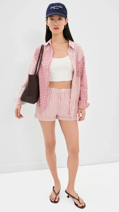 Bailey Rose tripe Shorts Red | Thumbnail 5 Bailey Rose tripe Shorts Red | Thumbnail 5
