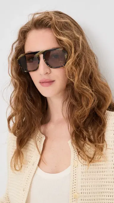 rag & bone Aviator Acetate Sunglasses Shiny Dark Green Horn One Size | Thumbnail 3 rag & bone Aviator Acetate Sunglasses Shiny Dark Green Horn One Size | Thumbnail 3