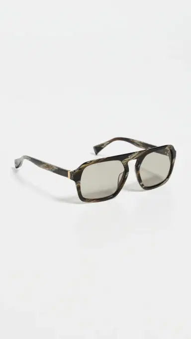 rag & bone Aviator Acetate Sunglasses Shiny Dark Green Horn One Size | Thumbnail 4 rag & bone Aviator Acetate Sunglasses Shiny Dark Green Horn One Size | Thumbnail 4