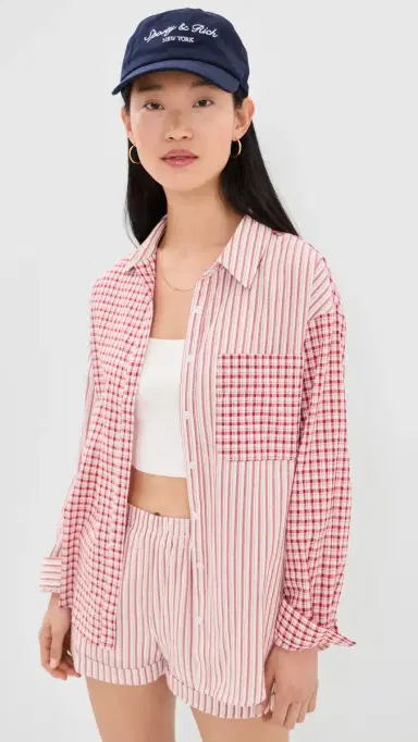Bailey Rose Check Button Down Shirt Red | Thumbnail 2 Bailey Rose Check Button Down Shirt Red | Thumbnail 2