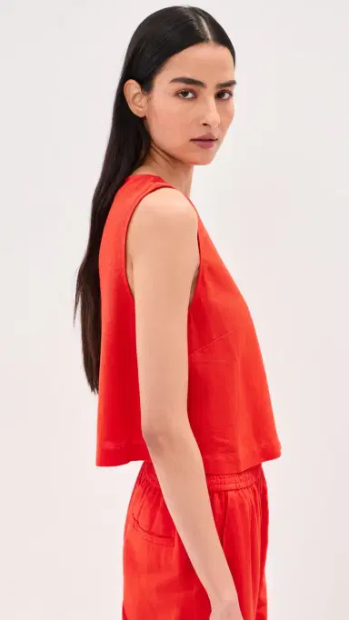 LE BOP Margot Linen Cropped Blouse Clam Bake | Thumbnail 4 LE BOP Margot Linen Cropped Blouse Clam Bake | Thumbnail 4