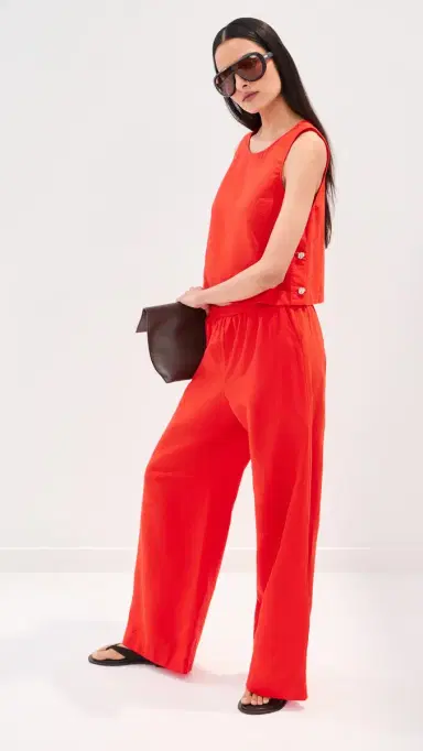 LE BOP Margot Linen Cropped Blouse Clam Bake | Thumbnail 5 LE BOP Margot Linen Cropped Blouse Clam Bake | Thumbnail 5