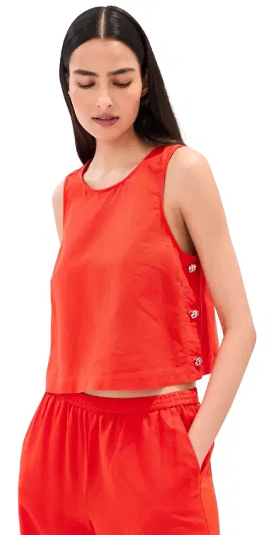 LE BOP Margot Linen Cropped Blouse Clam Bake | Thumbnail 1 LE BOP Margot Linen Cropped Blouse Clam Bake | Thumbnail 1