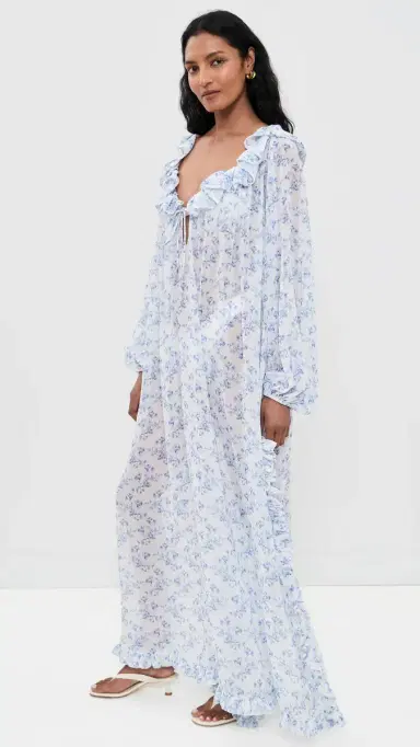 CAROLINE CONSTAS Cosima Cover Up Dress Blue White | Thumbnail 4 CAROLINE CONSTAS Cosima Cover Up Dress Blue White | Thumbnail 4