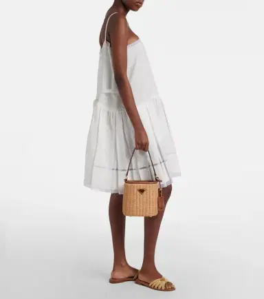 Prada Leather-trimmed wicker bucket bag | Thumbnail 5 Prada Leather-trimmed wicker bucket bag | Thumbnail 5