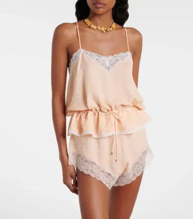 Chloé Chloé Lace-trimmed silk jacquard camisole | Thumbnail 2 Chloé Chloé Lace-trimmed silk jacquard camisole | Thumbnail 2