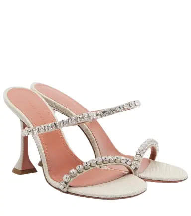 Amina Muaddi Gigi embellished canvas mules | Thumbnail 1 Amina Muaddi Gigi embellished canvas mules | Thumbnail 1