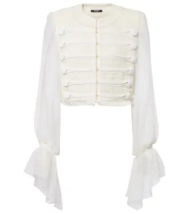 Balmain Silk-trimmed bouclé jacket | Thumbnail 1 Balmain Silk-trimmed bouclé jacket | Thumbnail 1