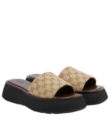 Gucci GG canvas platform slides | Thumbnail 1 Gucci GG canvas platform slides | Thumbnail 1