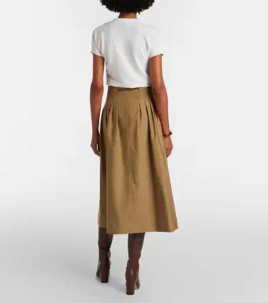 Max Mara Tempio belted cotton twill midi skirt | Thumbnail 4 Max Mara Tempio belted cotton twill midi skirt | Thumbnail 4